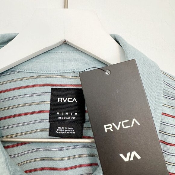 NWT RVCA Cassady Striped Polo Button Short Sleeve Shirt Regular Fit New Medium - Picture 5 of 8